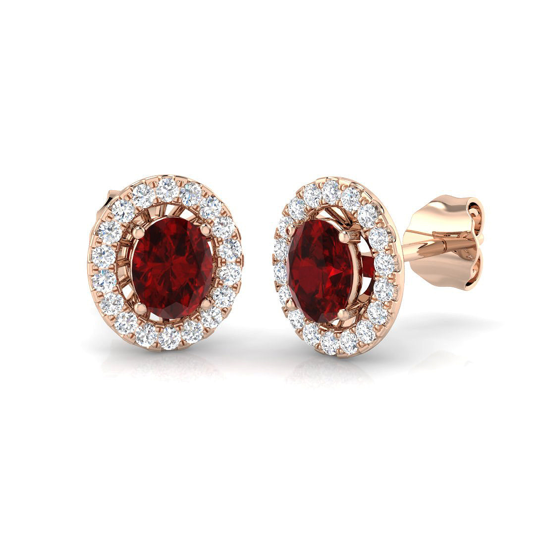 Oval Ruby Earrings