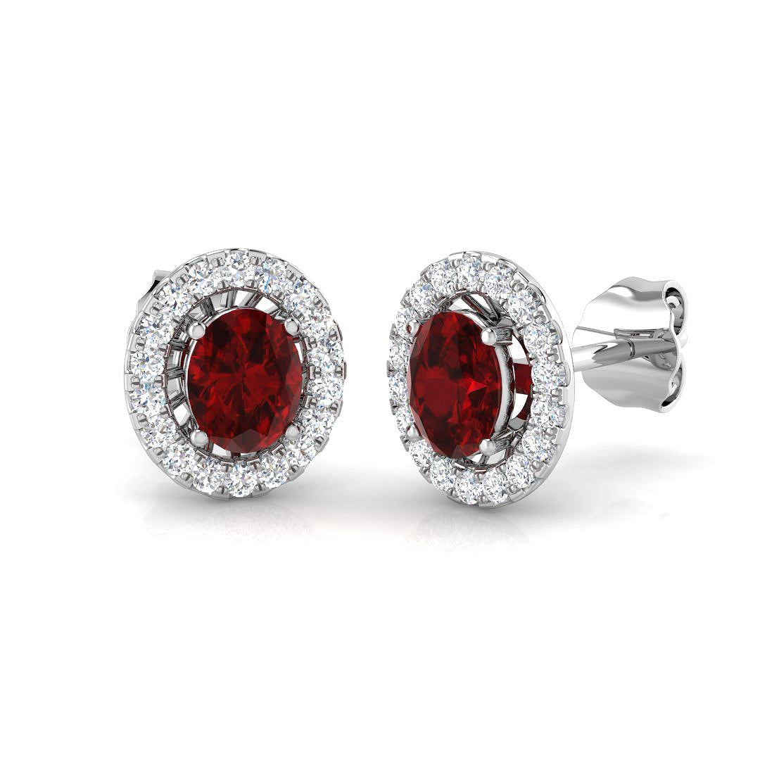 Oval Ruby Earrings