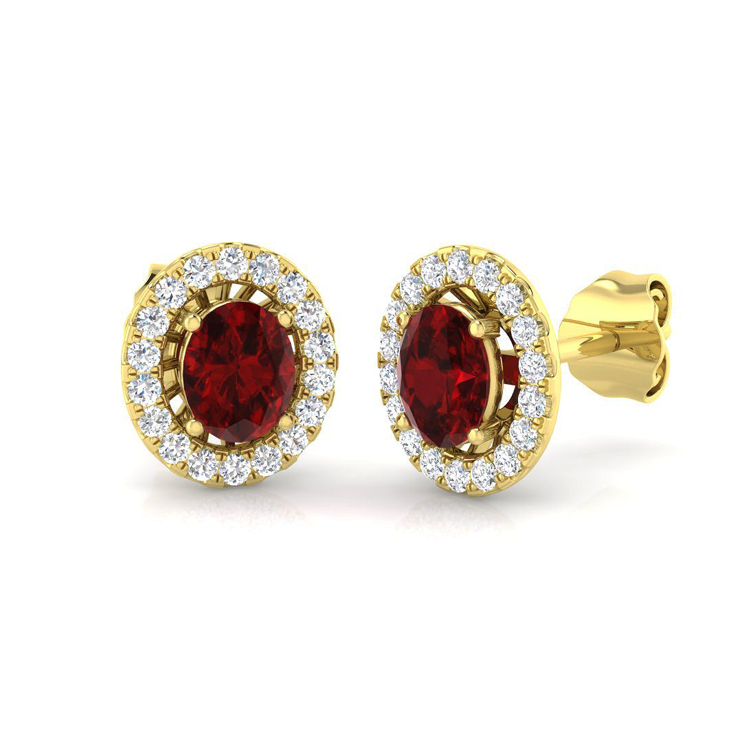 Oval Ruby Earrings