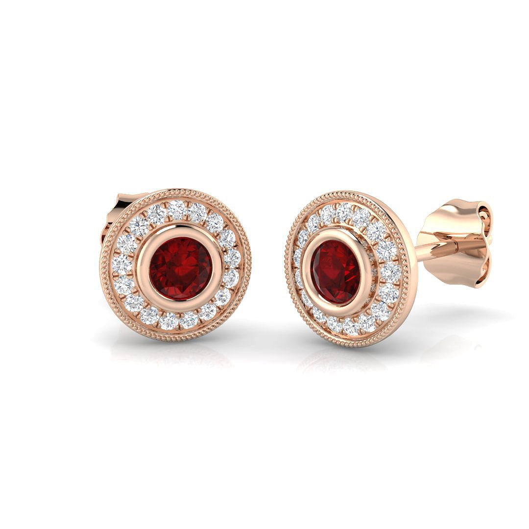 Round Ruby Earrings