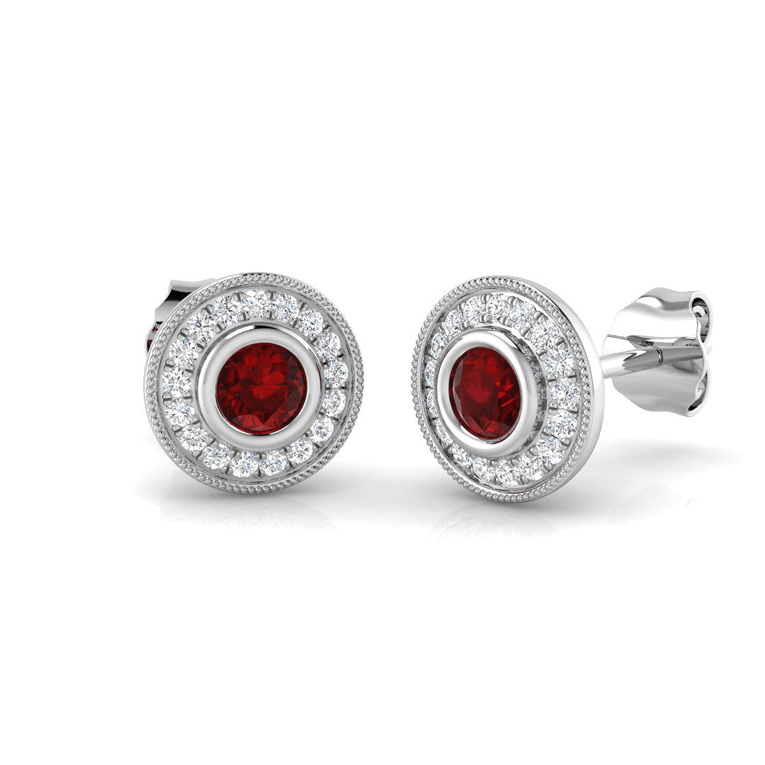 Round Ruby Earrings
