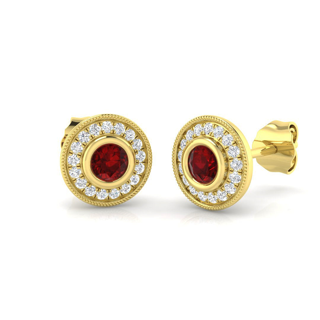 Round Ruby Earrings