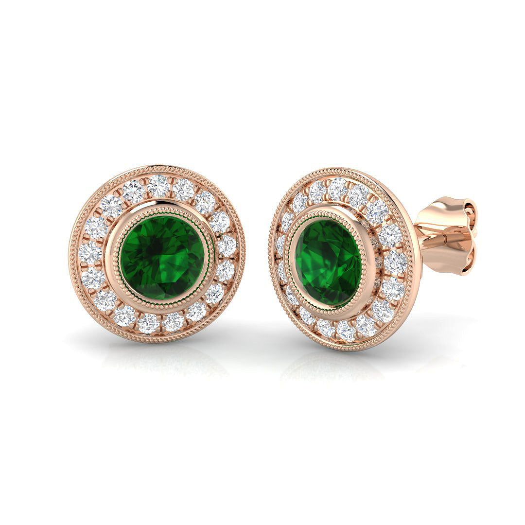 Round Emerald Earrings