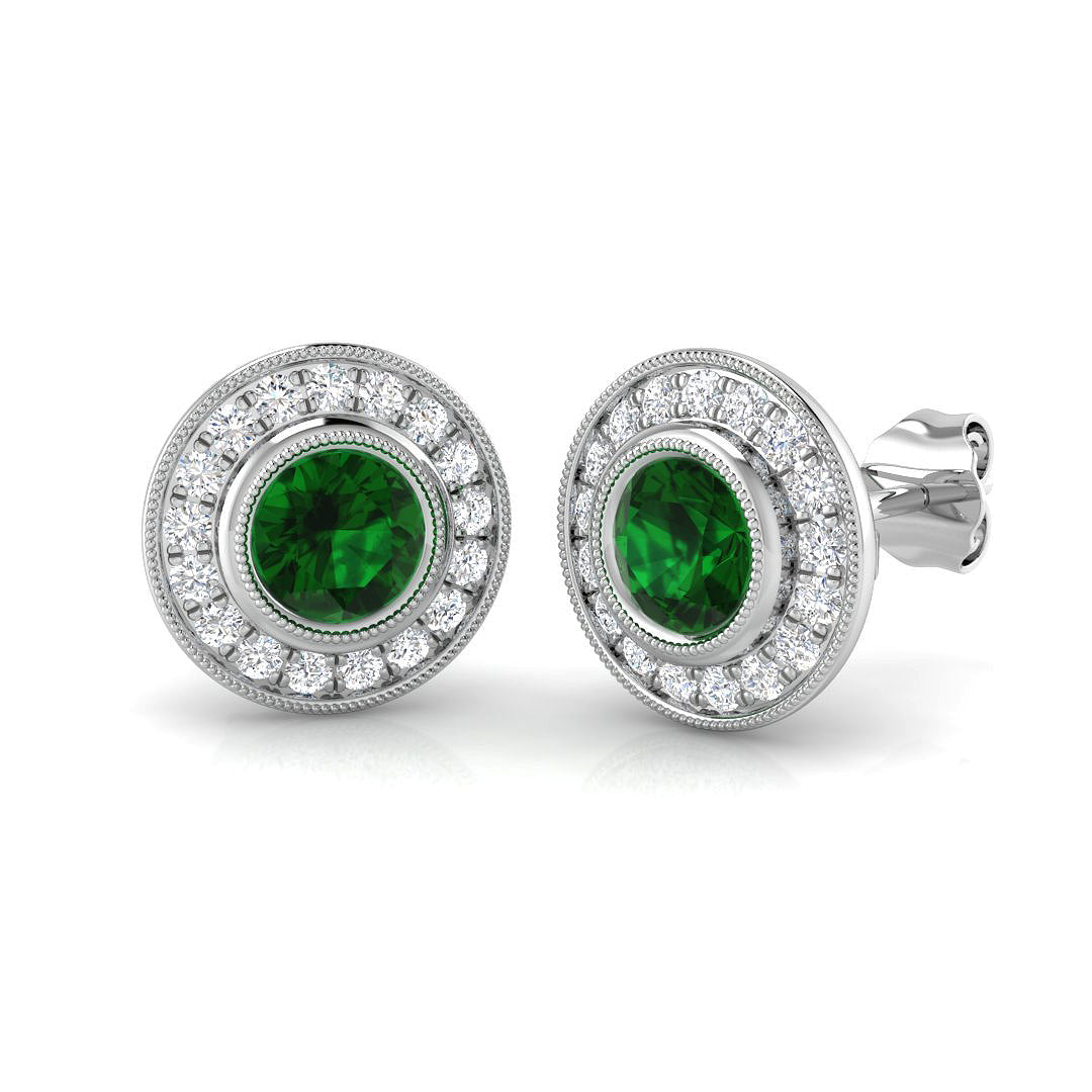 Round Emerald Earrings
