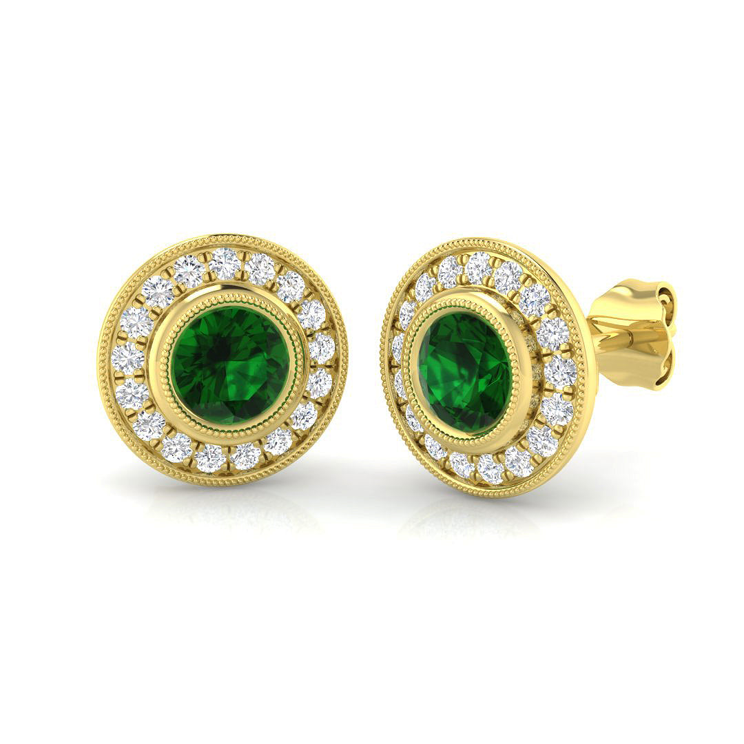 Round Emerald Earrings