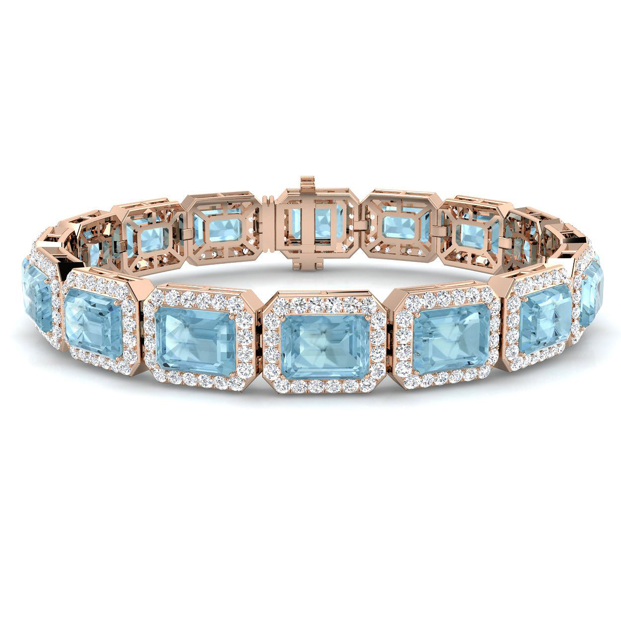 Emerald Cut Aquamarine Bracelet
