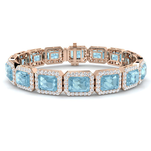 Emerald Cut Aquamarine Bracelet
