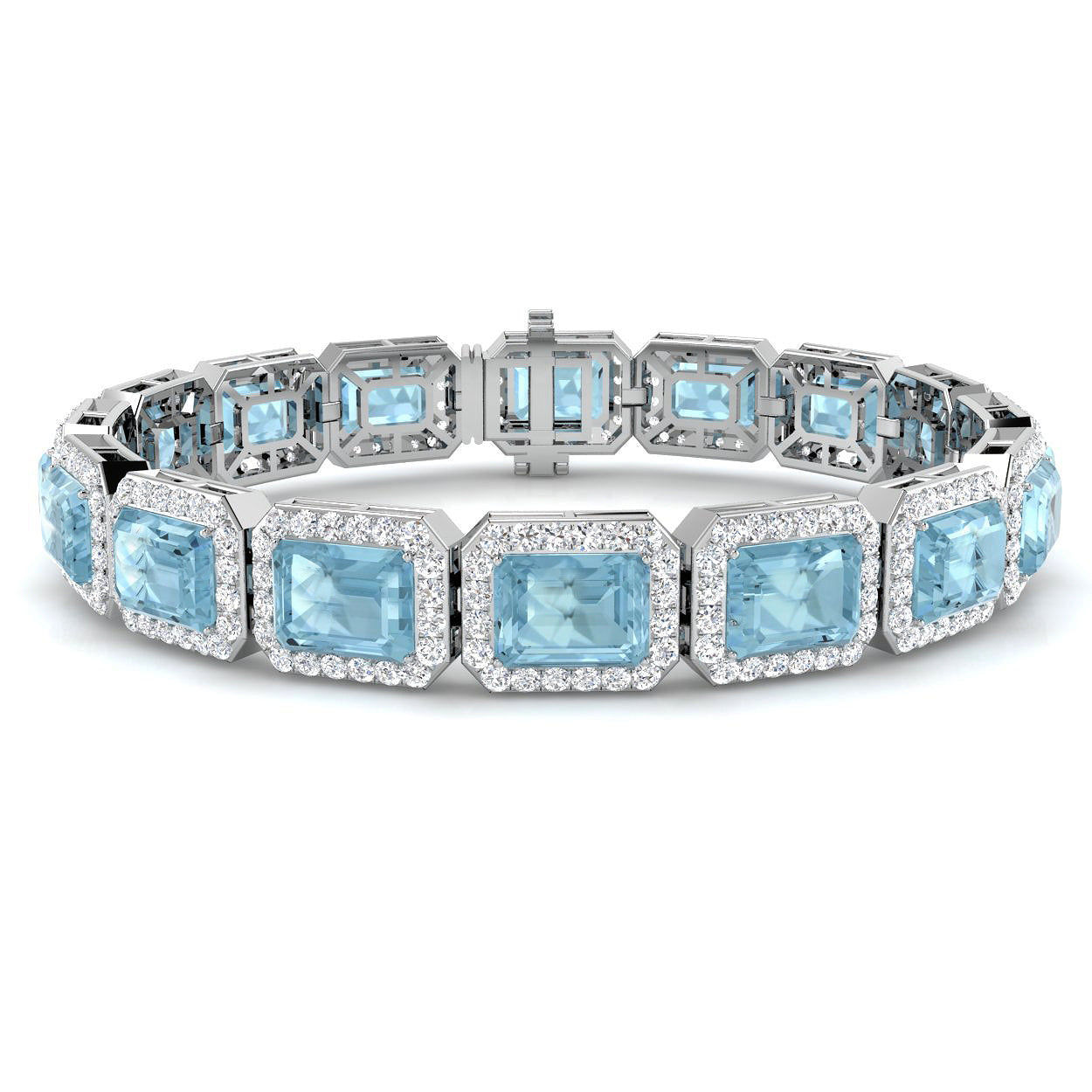 Emerald Cut Aquamarine Bracelet