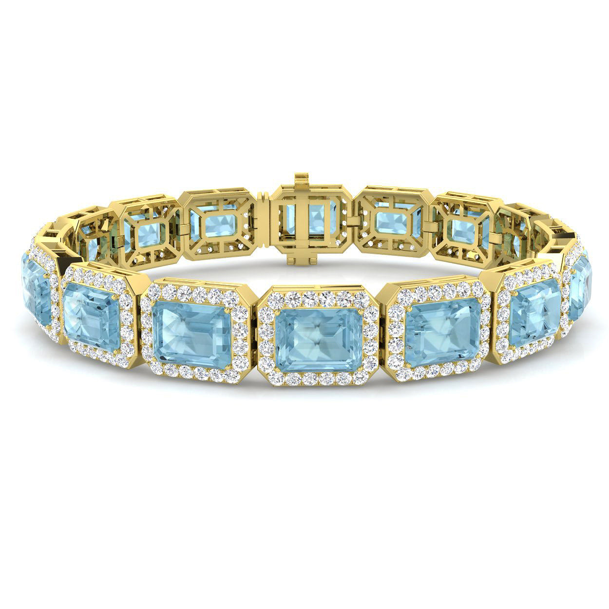 Emerald Cut Aquamarine Bracelet