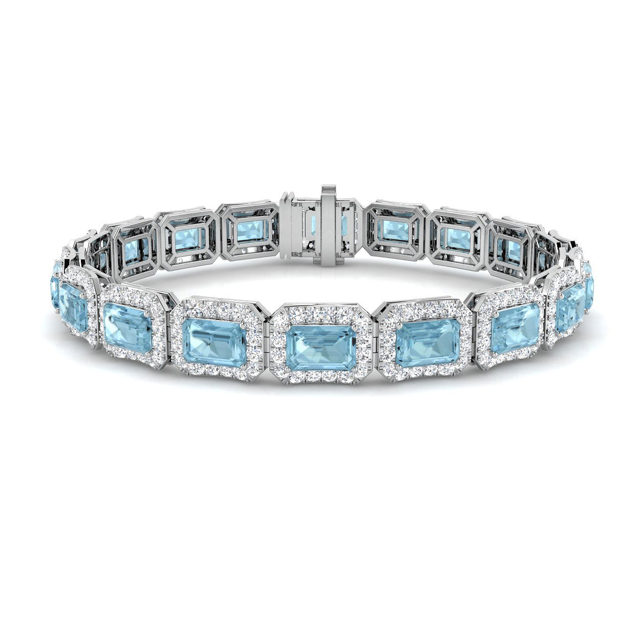 Emerald Cut Aquamarine Bracelet