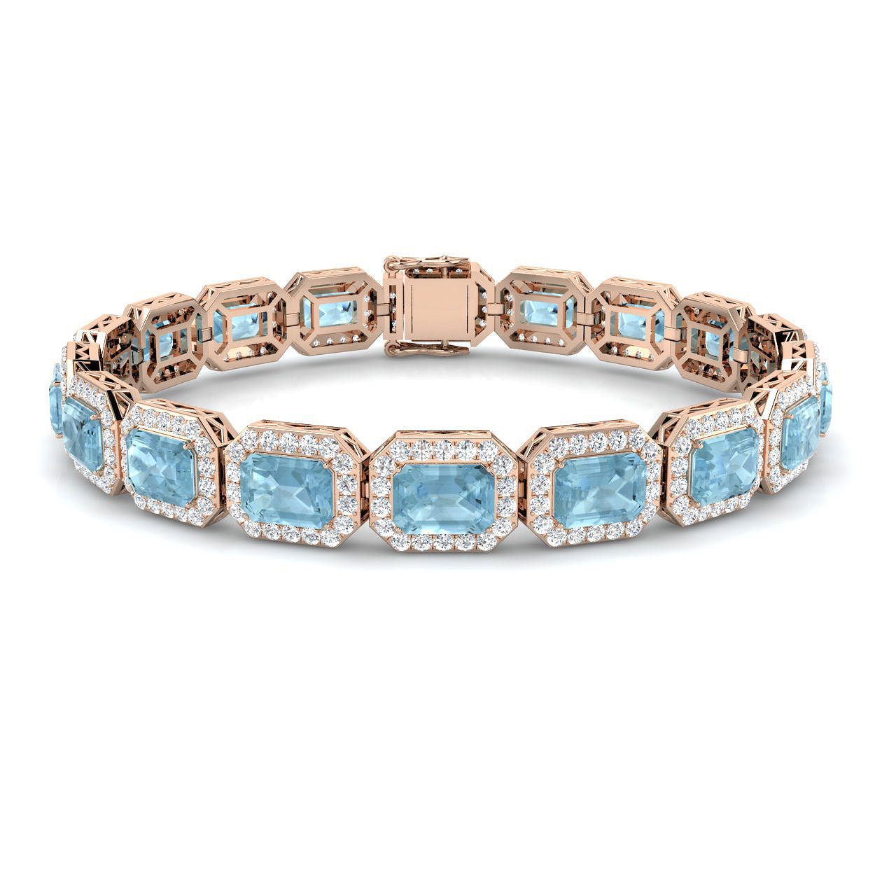 Emerald Cut Aquamarine Bracelet
