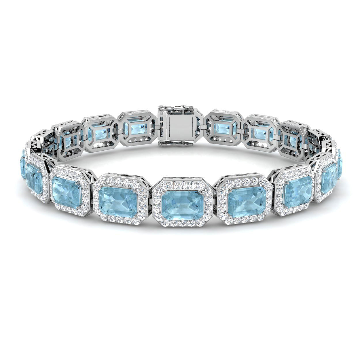 Emerald Cut Aquamarine Bracelet