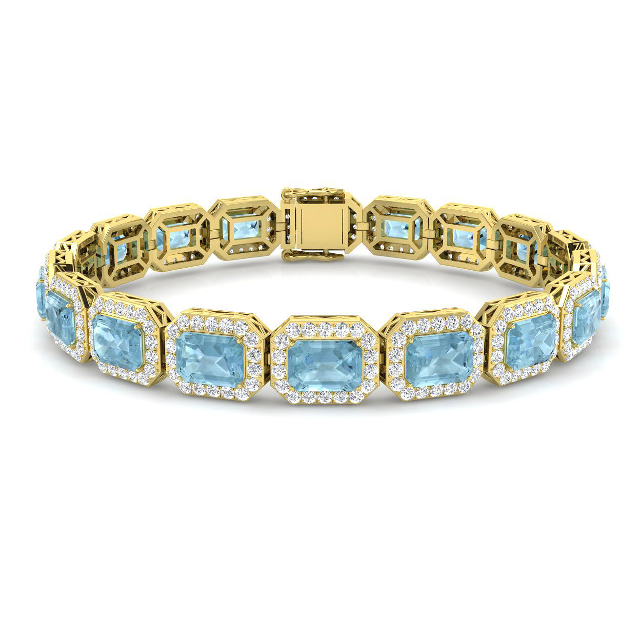 Emerald Cut Aquamarine Bracelet