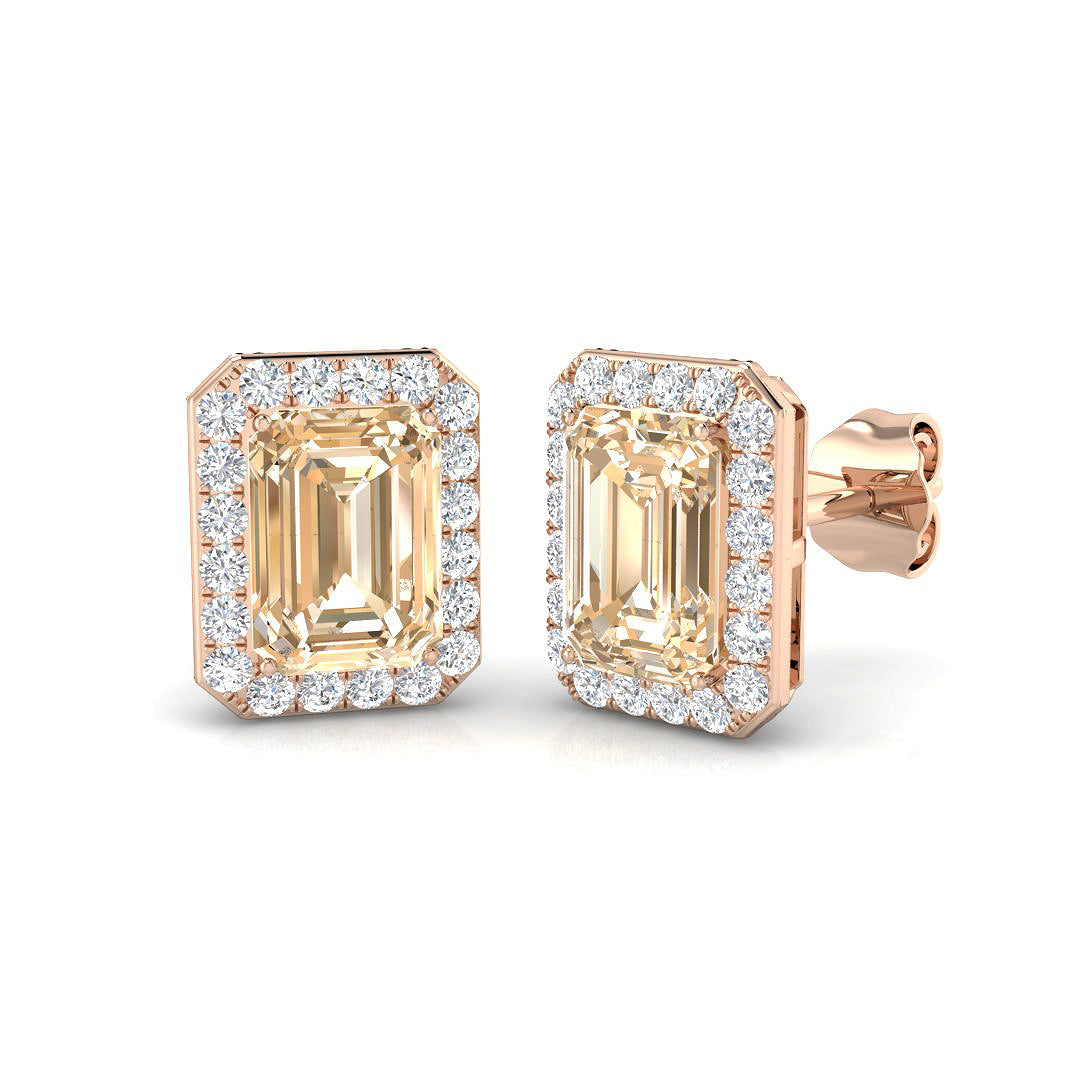 Emerald Cut Morganite Earrings
