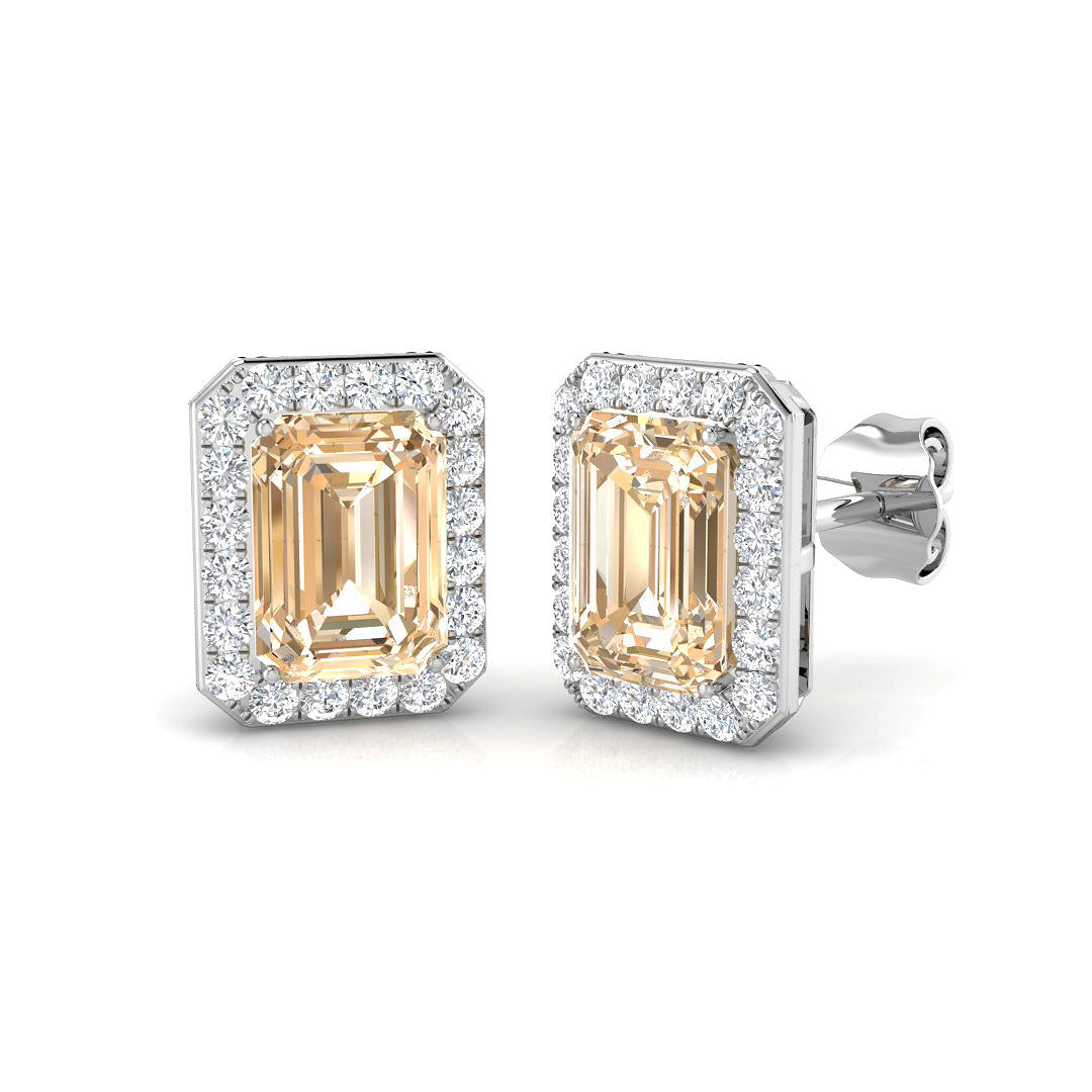 Emerald Cut Morganite Earrings