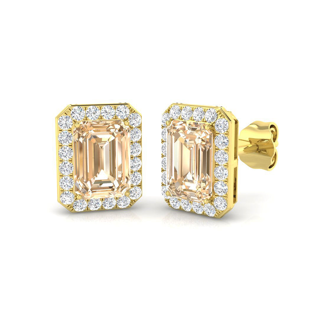 Emerald Cut Morganite Earrings