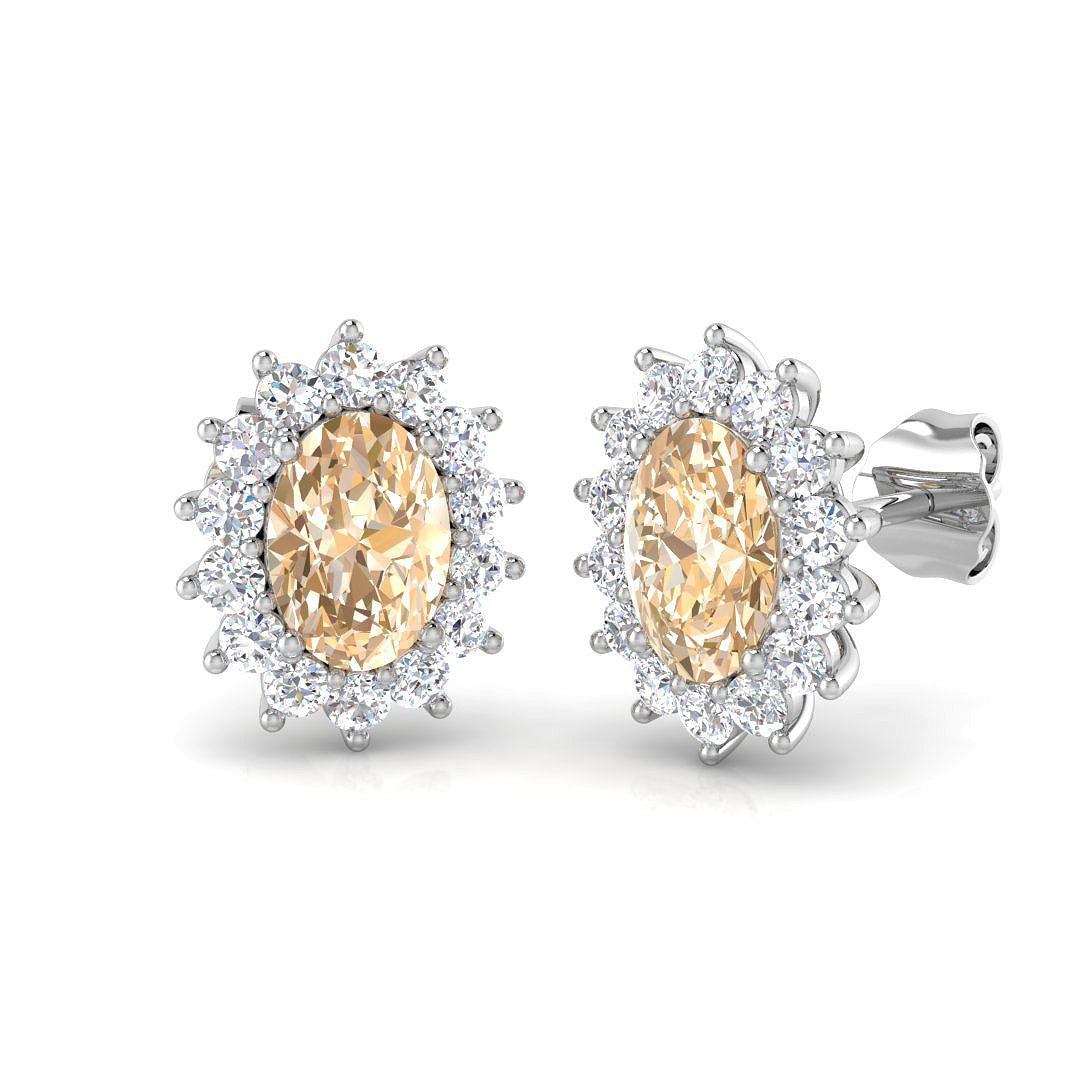 Oval Gemstone Earrings