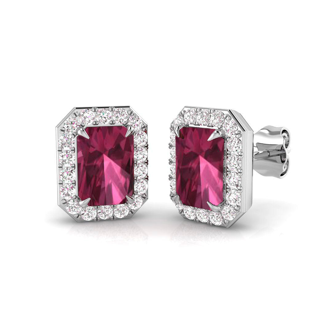 Emerald Cut Gemstone Earrings