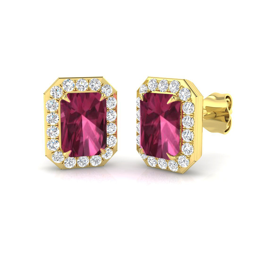 Emerald Cut Gemstone Earrings