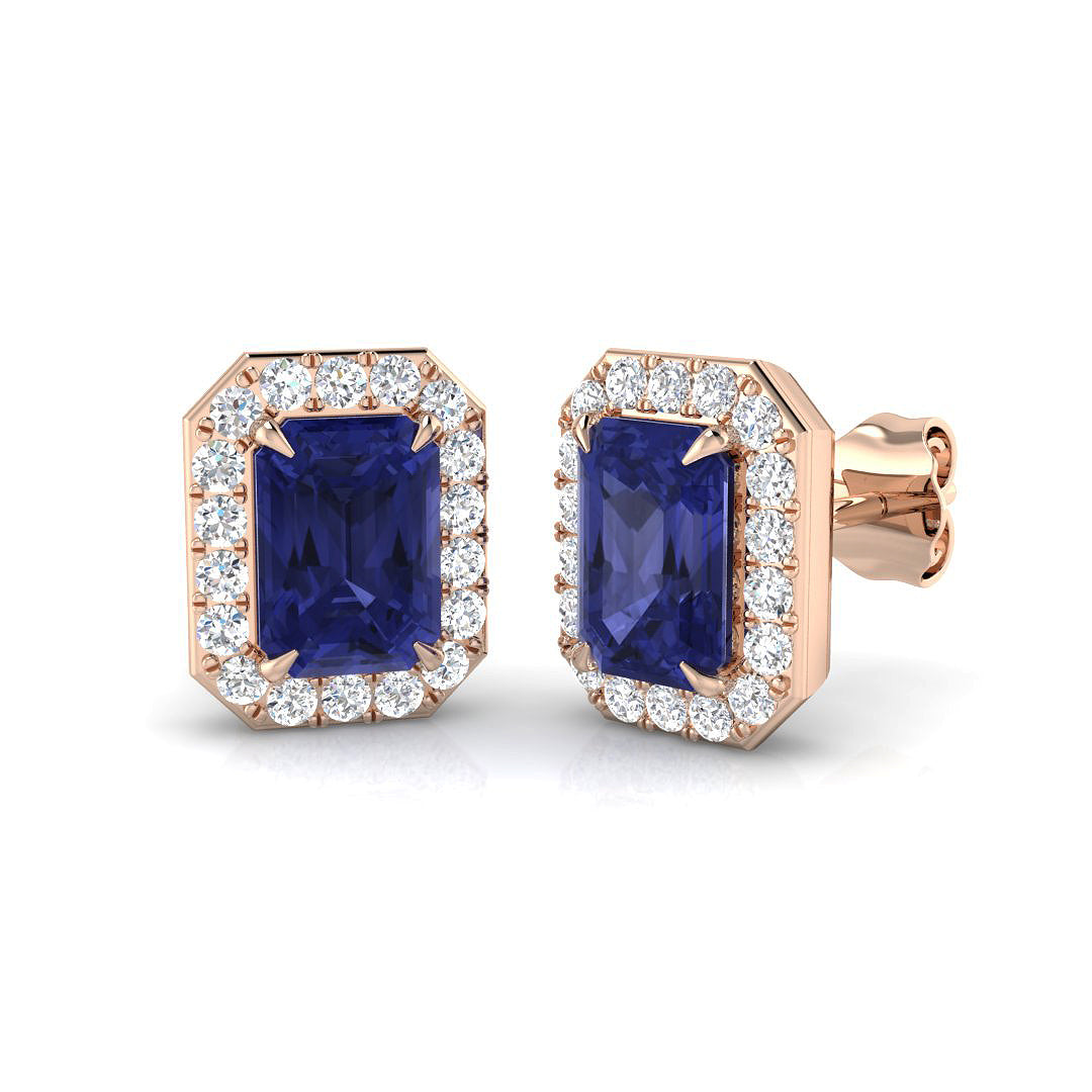 Emerald Cut Gemstone Earrings