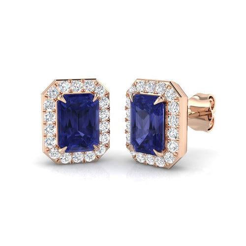Emerald Cut Gemstone Earrings