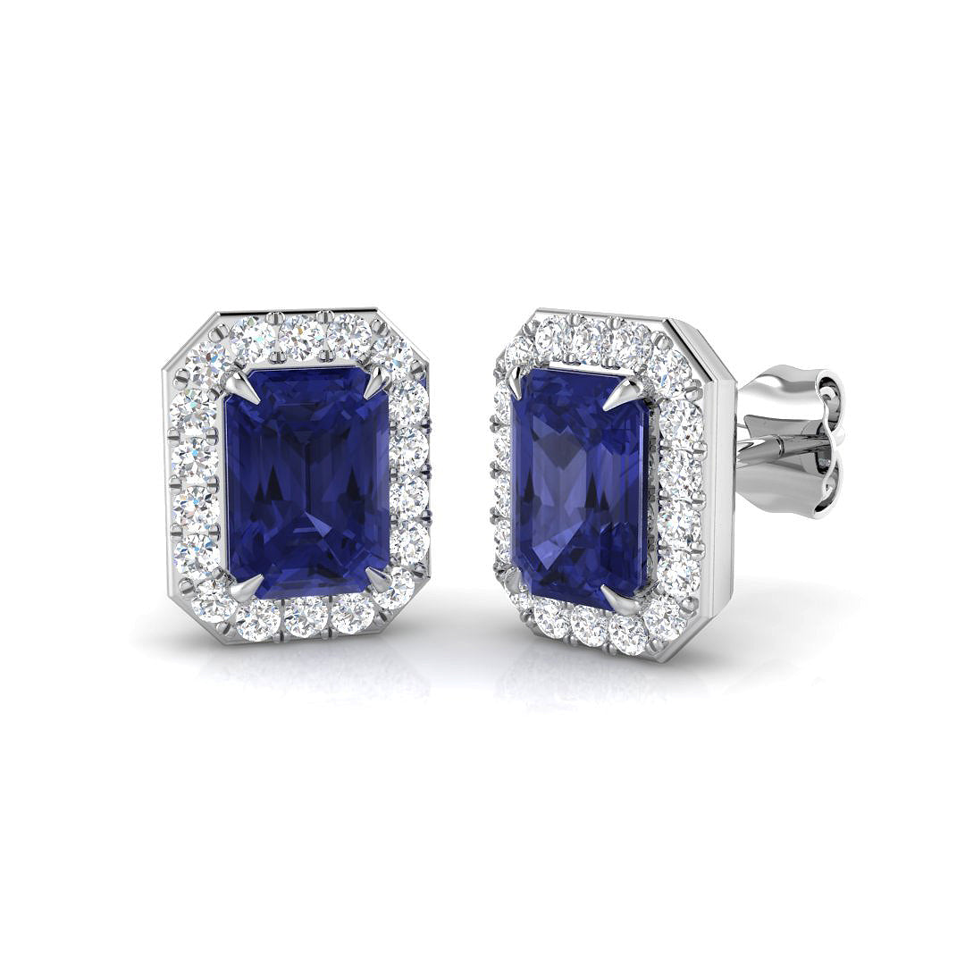 Emerald Cut Gemstone Earrings