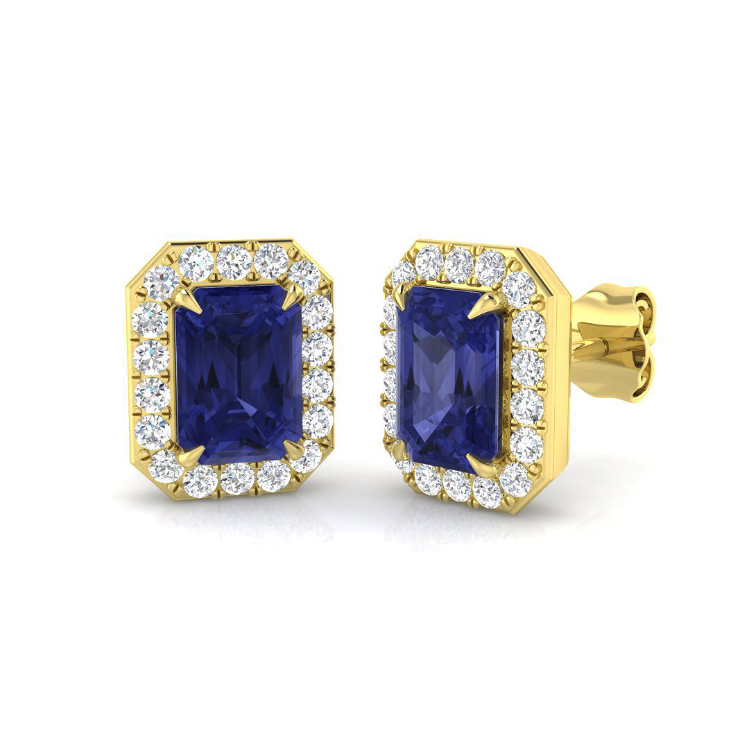 Emerald Cut Gemstone Earrings