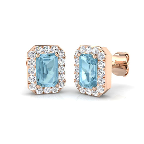 Emerald Cut Aquamarine Earrings