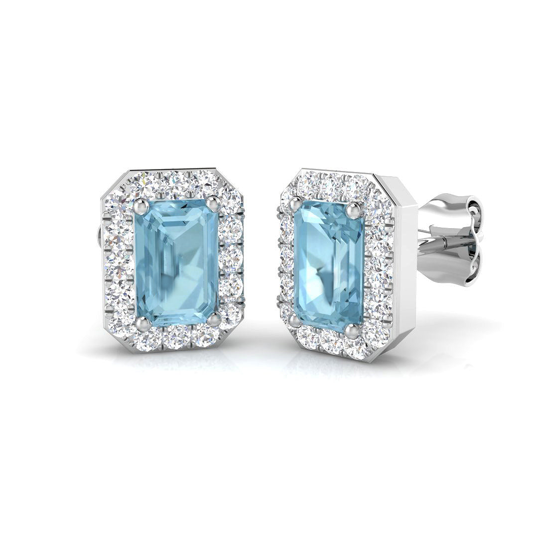 Emerald Cut Aquamarine Earrings