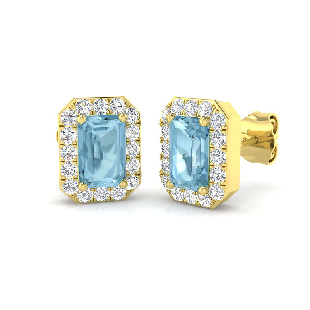 Emerald Cut Aquamarine Earrings