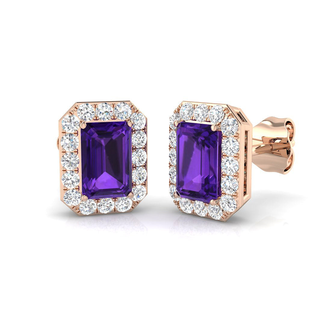 Emerald Cut Gemstone Earrings