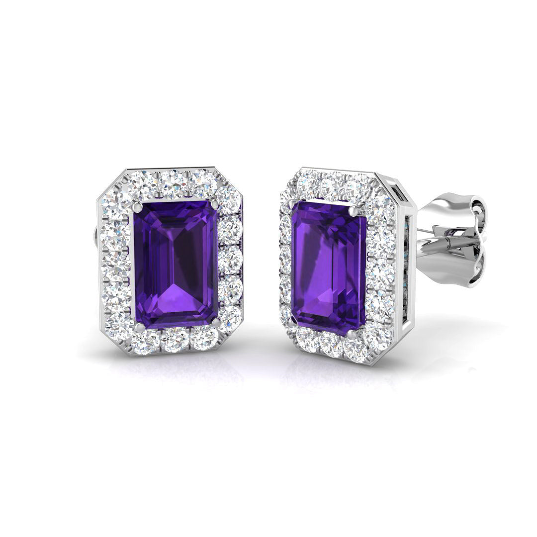 Emerald Cut Gemstone Earrings