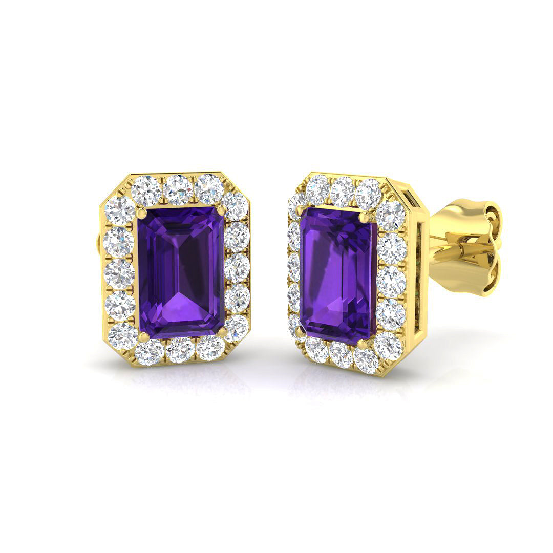 Emerald Cut Gemstone Earrings