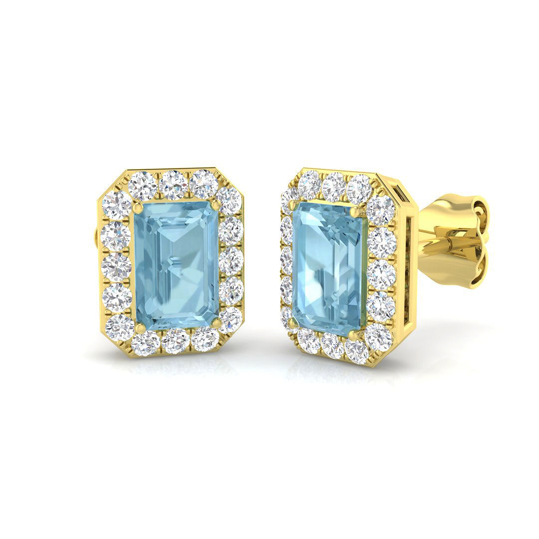Emerald Cut Gemstone Earrings