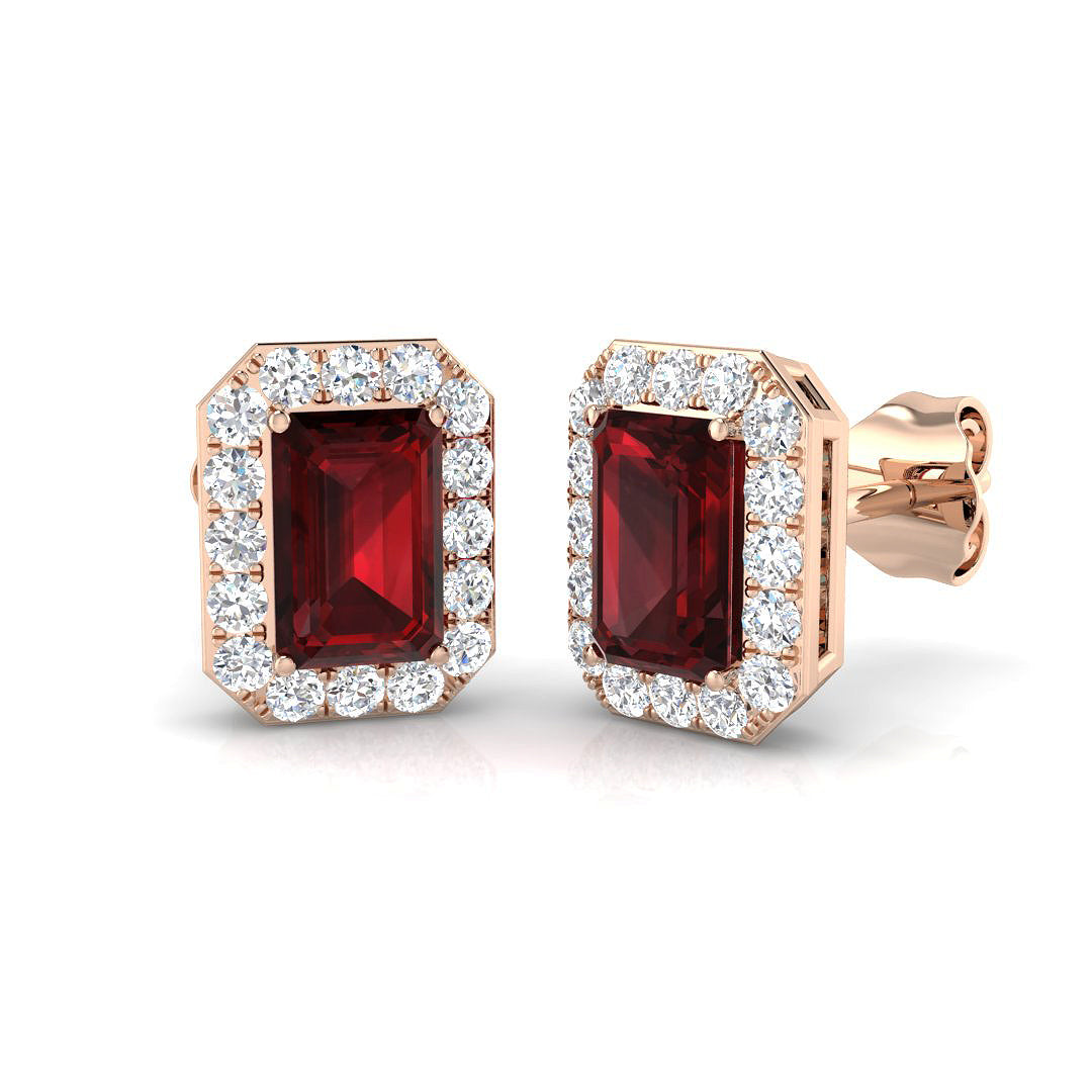 Emerald Cut Gemstone Earrings