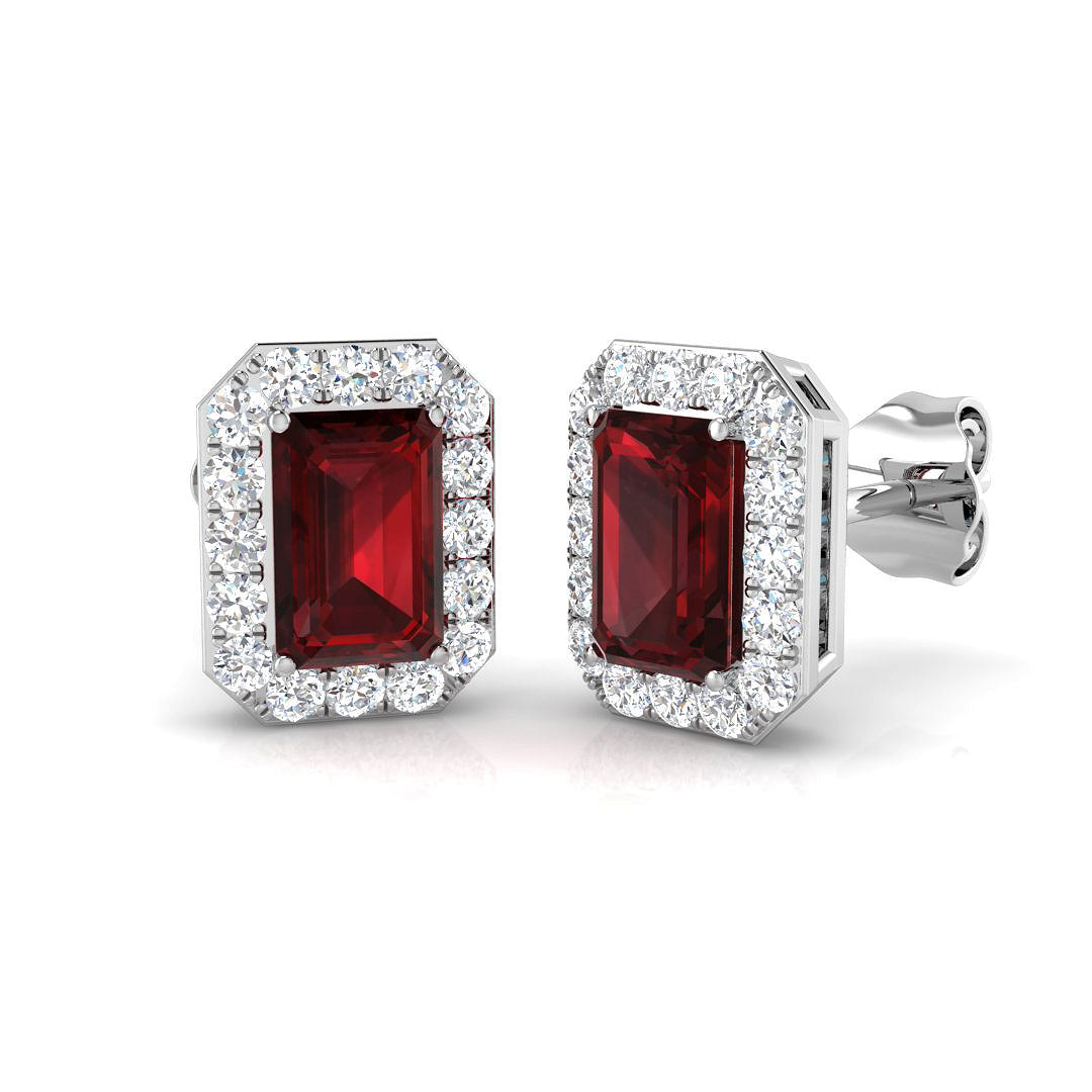 Emerald Cut Gemstone Earrings
