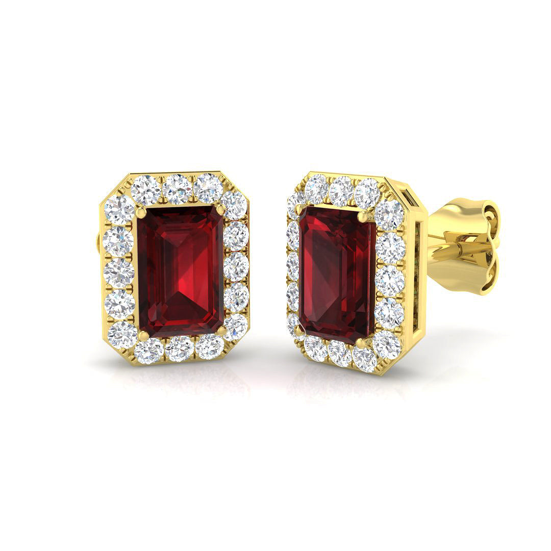 Emerald Cut Gemstone Earrings