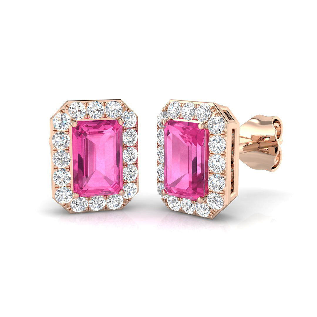 Emerald Cut Gemstone Earrings