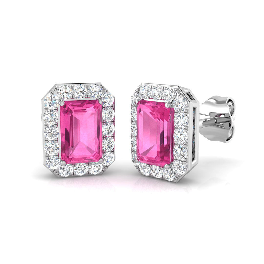 Emerald Cut Gemstone Earrings