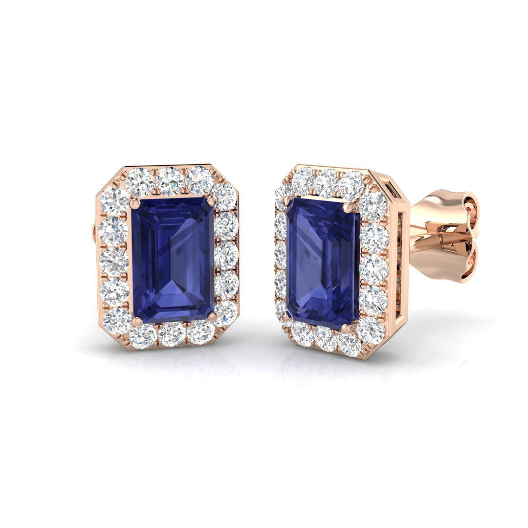 Emerald Cut Gemstone Earrings
