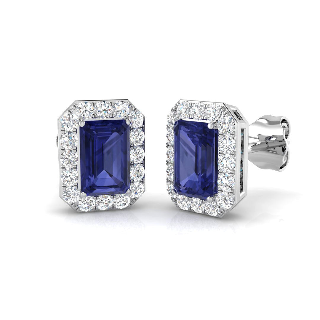Emerald Cut Gemstone Earrings