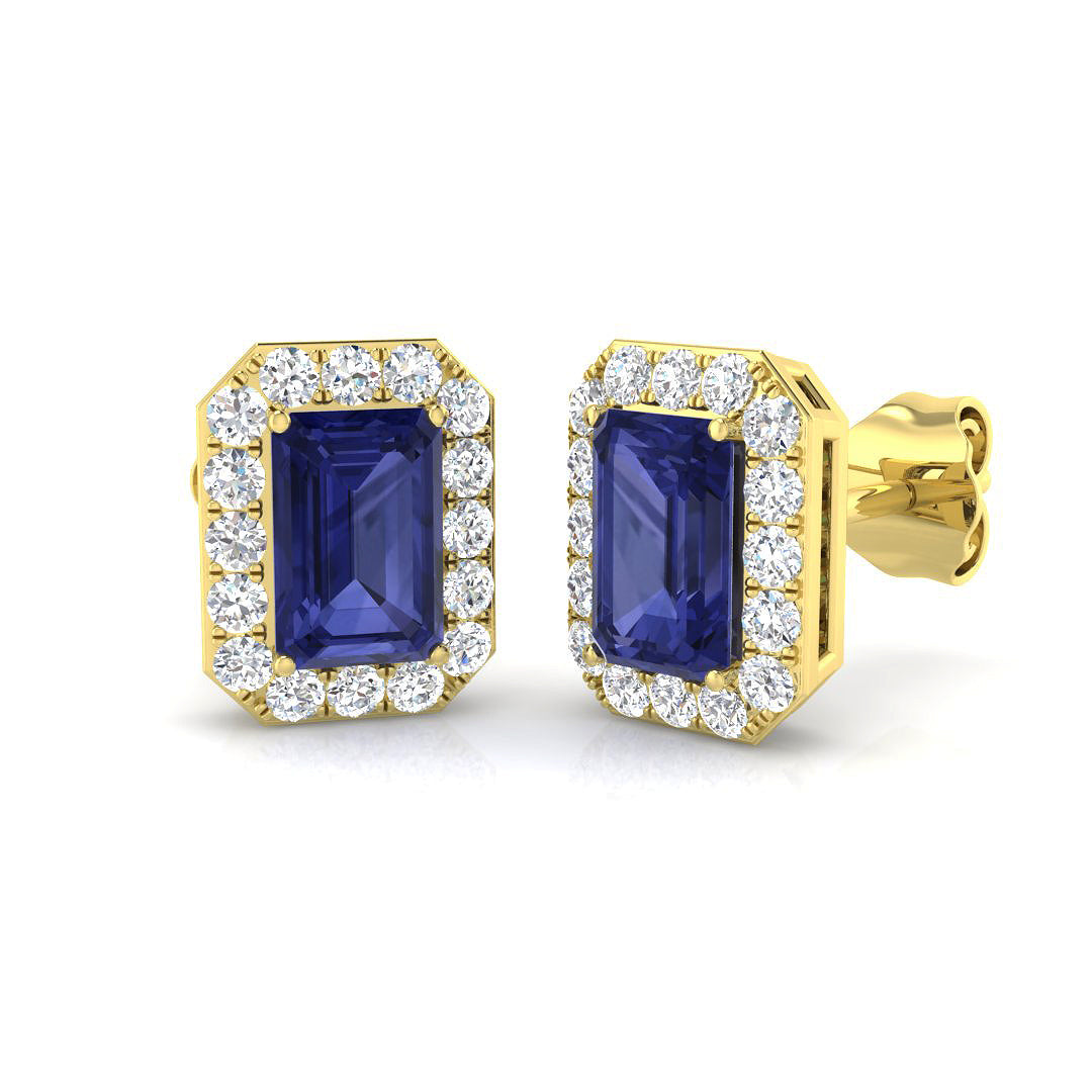 Emerald Cut Gemstone Earrings