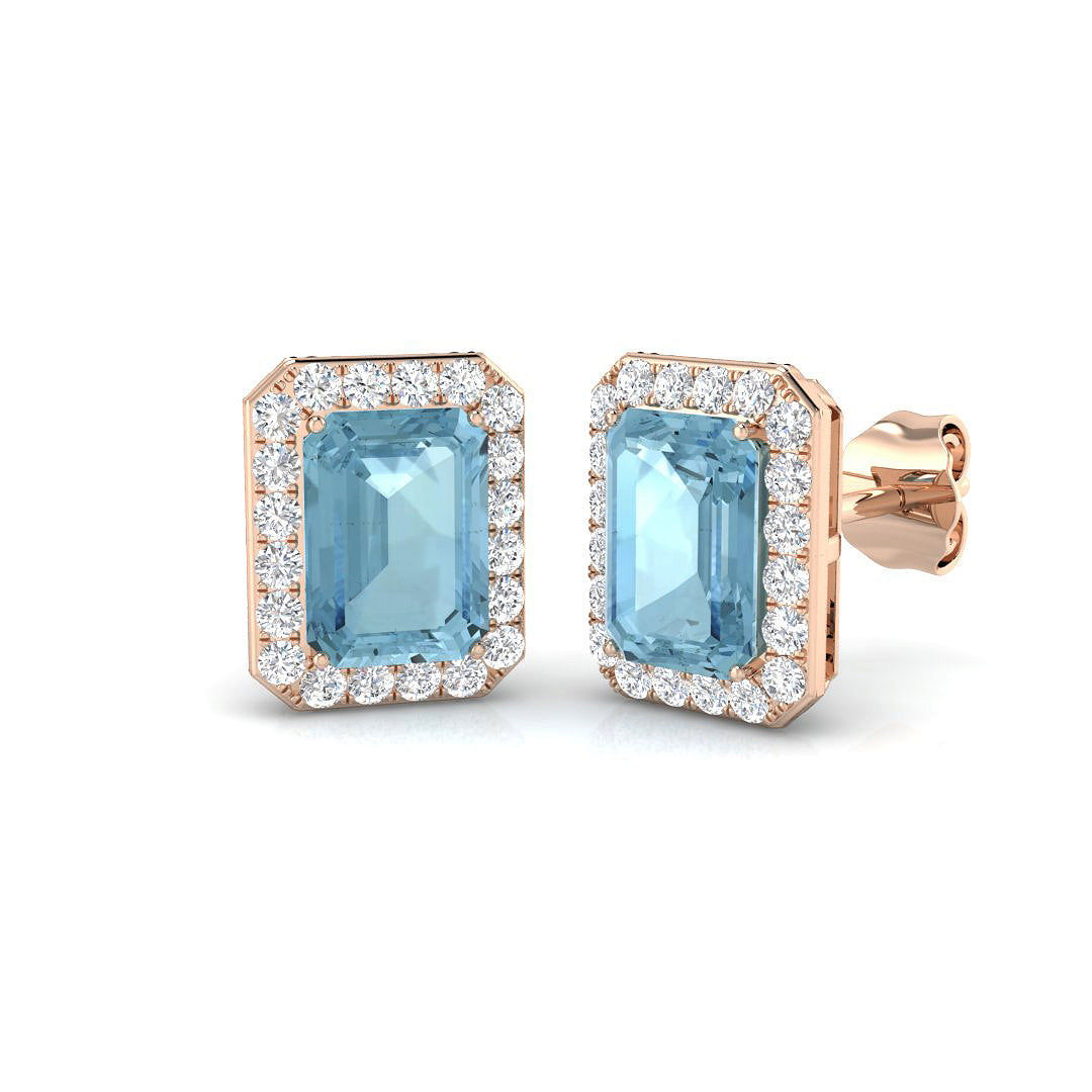 Emerald Cut Aquamarine Earrings