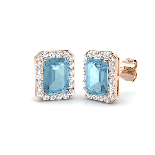 Emerald Cut Aquamarine Earrings