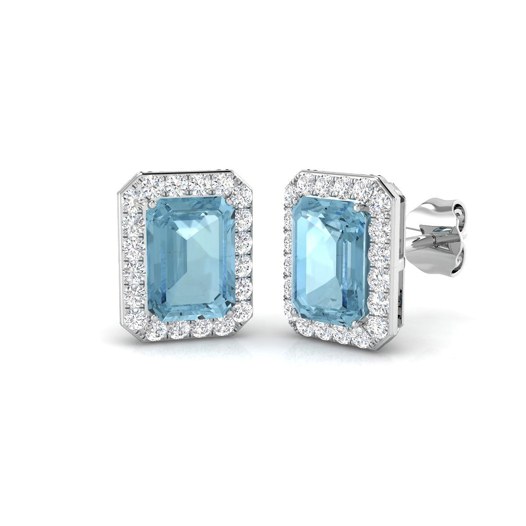 Emerald Cut Aquamarine Earrings