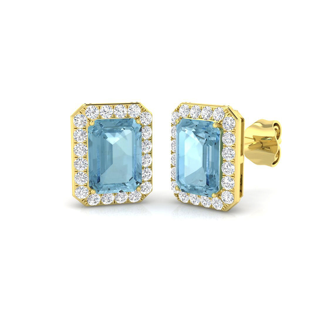 Emerald Cut Aquamarine Earrings