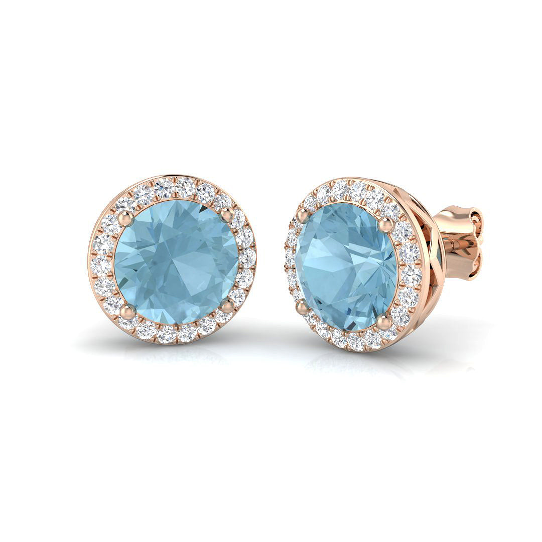 Round Aquamarine Earrings