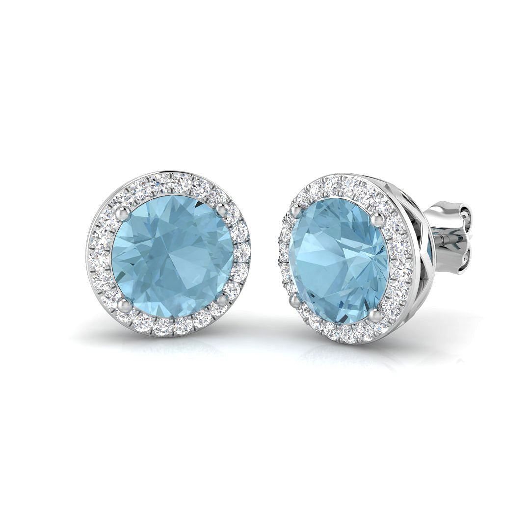 Round Aquamarine Earrings