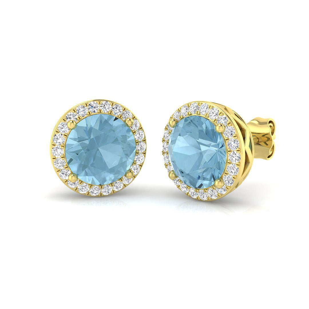 Round Aquamarine Earrings