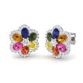 Oval Multi Sapphire Earrings